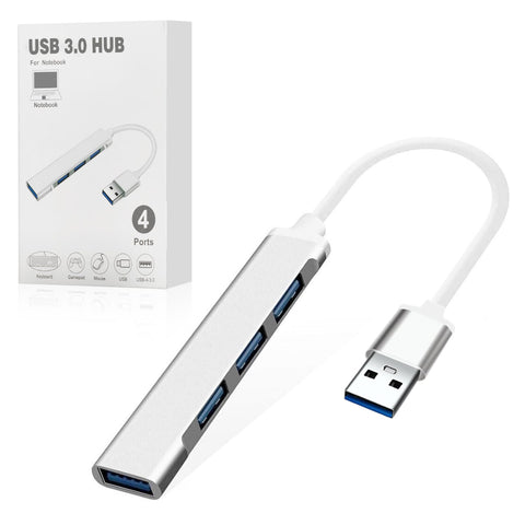 Reiko 4-Port USB 3.0 Hub in Silver | MaxStrata