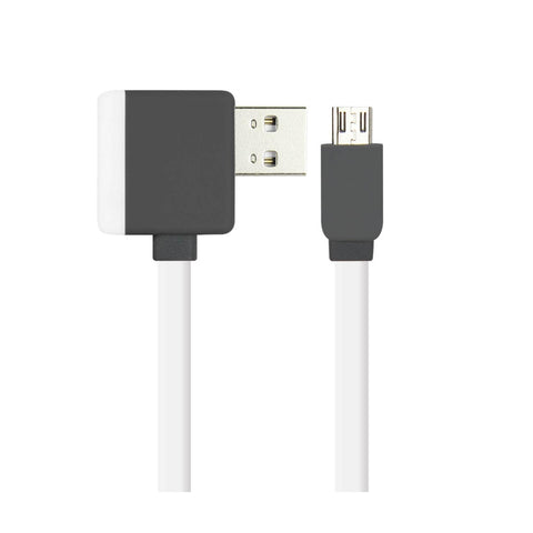 Reiko Micro USB Piggyback Flat Liberator USB Cable 3.2Ft in White | MaxStrata