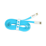 Reiko Flat Micro USB Gold Plated Data Cable 3.9Ft with Cable Tie in Blue | MaxStrata