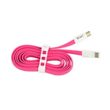 Reiko Flat Micro USB Gold Plated Data Cable 3.9Ft with Cable Tie in Hot Pink | MaxStrata