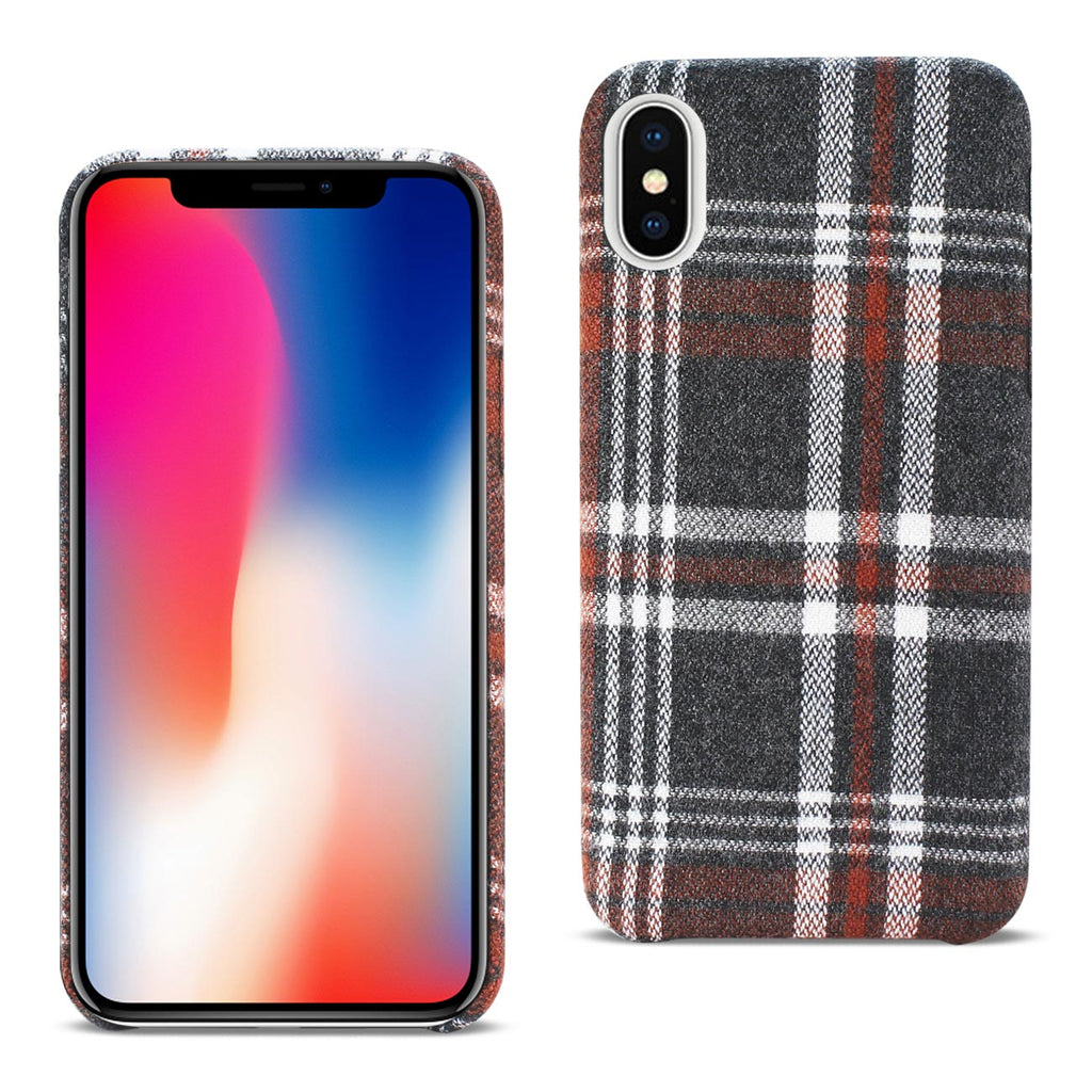 Reiko iPhone X/iPhone XS Checked Fabric Case in Brown | MaxStrata