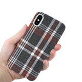 Reiko iPhone X/iPhone XS Checked Fabric Case in Brown | MaxStrata