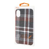 Reiko iPhone X/iPhone XS Checked Fabric Case in Brown | MaxStrata