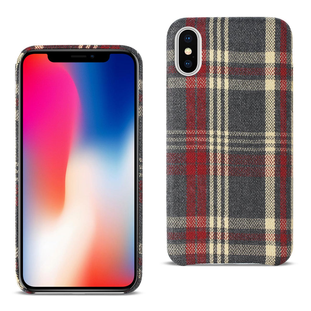 Reiko iPhone X/iPhone XS Checked Fabric Case in Red | MaxStrata