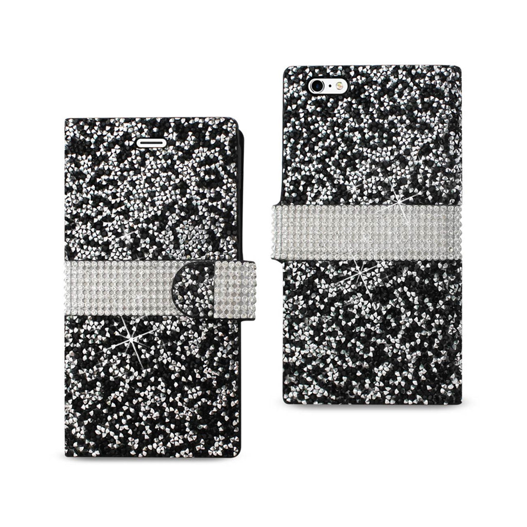 Reiko iPhone 6 Plus Diamond Rhinestone Wallet Case in Black | MaxStrata