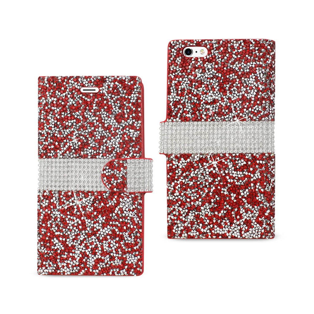 Reiko iPhone 6 Plus Diamond Rhinestone Wallet Case in Red | MaxStrata