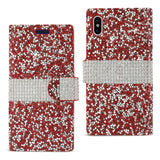 Reiko iPhone X/iPhone XS Diamond Rhinestone Wallet Case in Red | MaxStrata