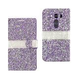 Reiko LG V10 Diamond Rhinestone Wallet Case in Purple | MaxStrata