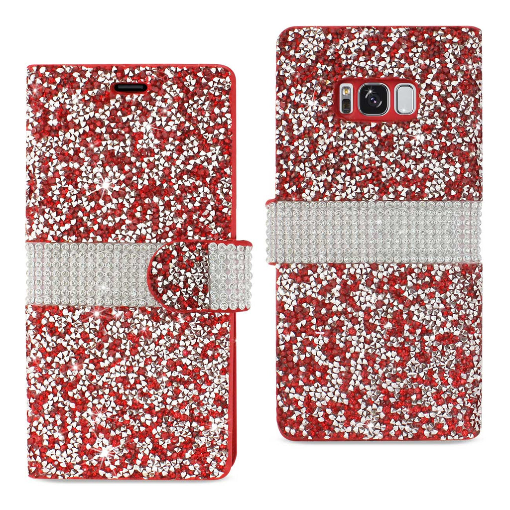 Reiko Samsung Galaxy S8 Edge /S8+/ S8 Plus Diamond Rhinestone Wallet Case in Red | MaxStrata