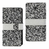 Reiko Samsung Galaxy J3 Emerge Diamond Rhinestone Wallet Case in Black | MaxStrata