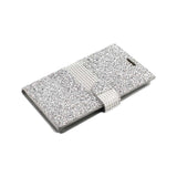 Reiko Samsung Galaxy J7 Diamond Rhinestone Wallet Case in Silver | MaxStrata