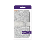 Reiko Samsung Galaxy J7 Diamond Rhinestone Wallet Case in Silver | MaxStrata