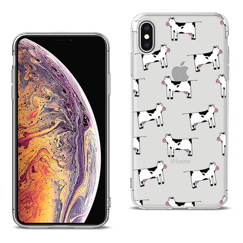 Reiko Apple iPhone XS Max Design Air Cushion Case with Cow Design in Clear | MaxStrata