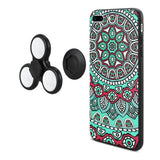 Reiko Design The Inspiration of Peacock iPhone 8 Plus/ 7 Plus Case with LED Fidget Spinner Clip On in Teal | MaxStrata