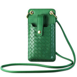 Reiko Leather Crossbody Phone Wallet Large Purse in Green (6.7 Inch) | MaxStrata