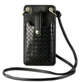 Reiko Leather Crossbody Phone Wallet Large Purse in Black（7.0 Inch) | MaxStrata