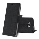 Reiko Samsung S8 Edge/ S8 Plus Denim Wallet Case with Gummy Inner Shell & Kickstand Function in Black | MaxStrata