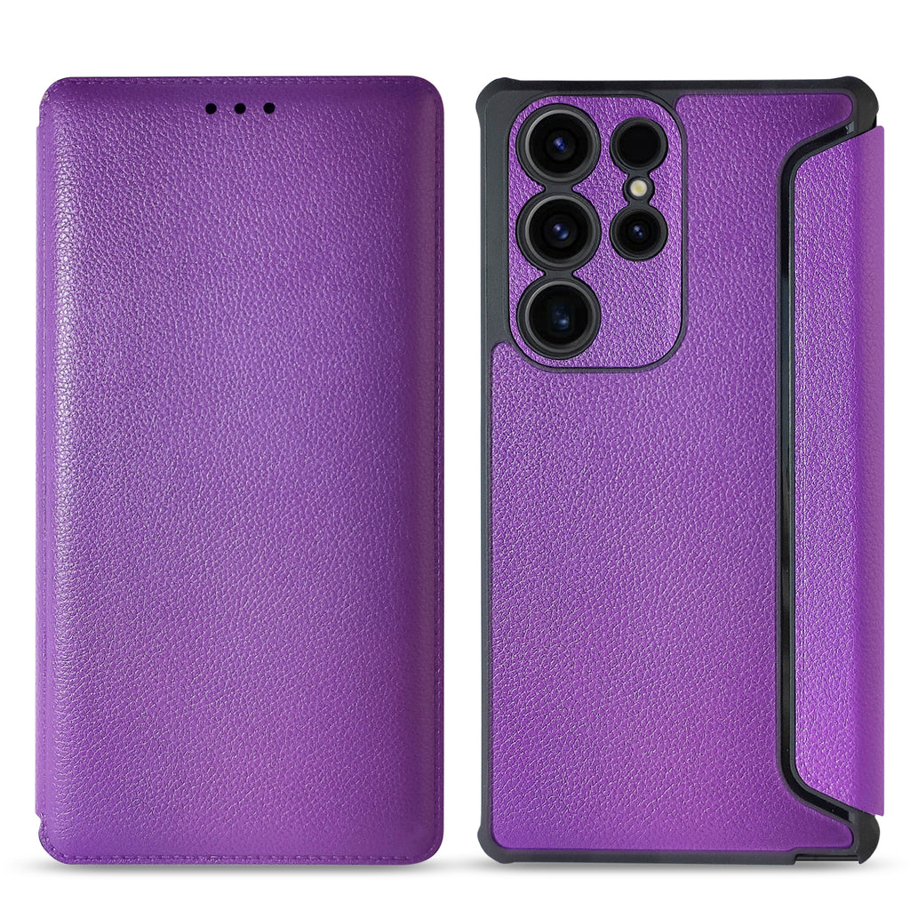 Reiko Magnetic Wallet Leather Phone Case for Samsung Galaxy S23 Ultra in Purple | MaxStrata