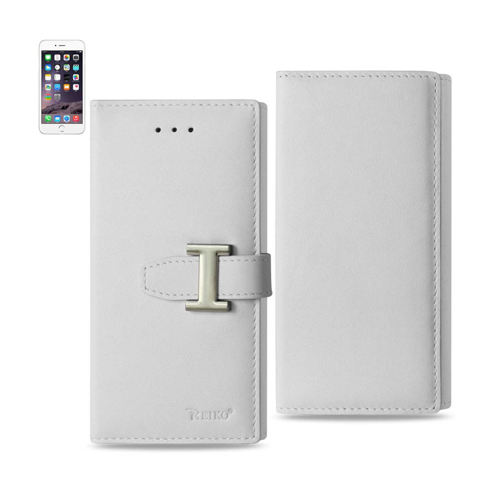 Reiko iPhone 6 Plus Genuine Leather RFID Wallet Case in Ivory | MaxStrata