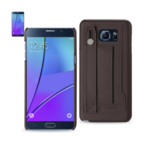 Reiko Samsung Galaxy Note 5 Genuine Leather Hand Strap Case in Umber | MaxStrata