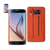 Reiko Samsung Galaxy S6 Genuine Leather Hand Strap Case in Tangerine | MaxStrata