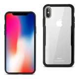 Reiko iPhone X/iPhone XS Hard Glass TPU Case with Tempered Glass Screen Protector in Clear Black | MaxStrata