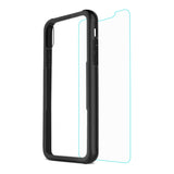 Reiko iPhone X/iPhone XS Hard Glass TPU Case with Tempered Glass Screen Protector in Clear Black | MaxStrata