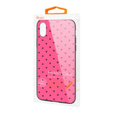 Reiko iPhone X/XS Hard Glass Design TPU Case with Pink Polka Dots | MaxStrata