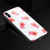 Reiko iPhone X/iPhone XS Hard Glass Design TPU Case with Strawberry Cups | MaxStrata