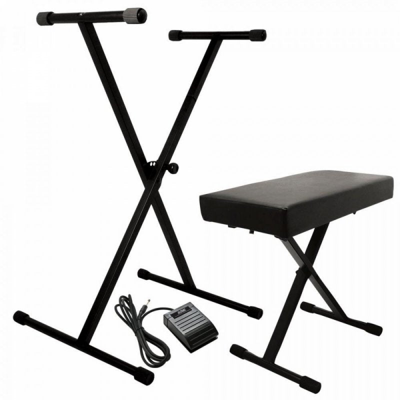 On-Stage Keyboard Stand and Bench Pack with Keyboard Sustain Pedal (KPK6520 CB) | MaxStrata®