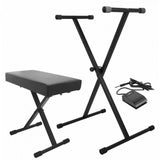 On-Stage Keyboard Stand and Bench Pack with Keyboard Sustain Pedal (KPK6520 CB) | MaxStrata®