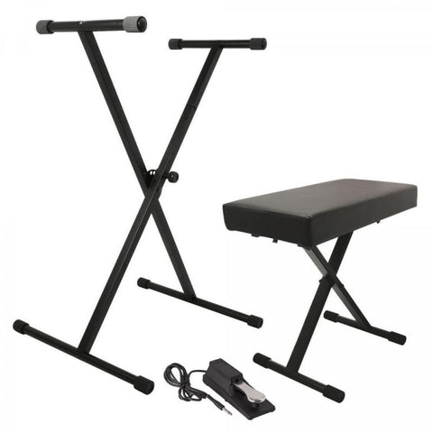 On-Stage Keyboard Stand and Bench Pack with Keyboard Sustain Pedal (KPK6550) | MaxStrata®
