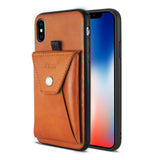 Reiko iPhone X/iPhone XS Durable Leather Protective Case with Back Pocket in Brown | MaxStrata