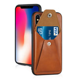 Reiko iPhone X/iPhone XS Durable Leather Protective Case with Back Pocket in Brown | MaxStrata