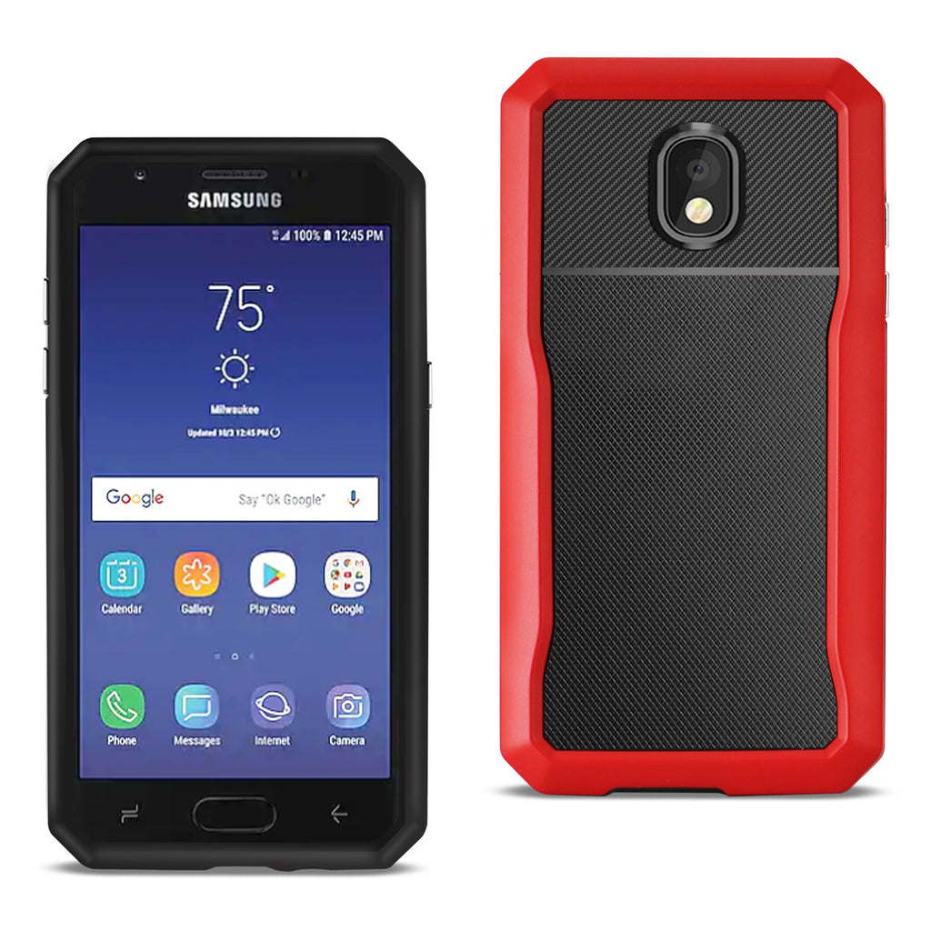 Reiko Samsung Galaxy J3 (2018) Full Coverage Shockproof Case in Red | MaxStrata