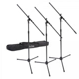 On-Stage Three Euro Boom Mic Stands with Bag (MSP7703) | MaxStrata®