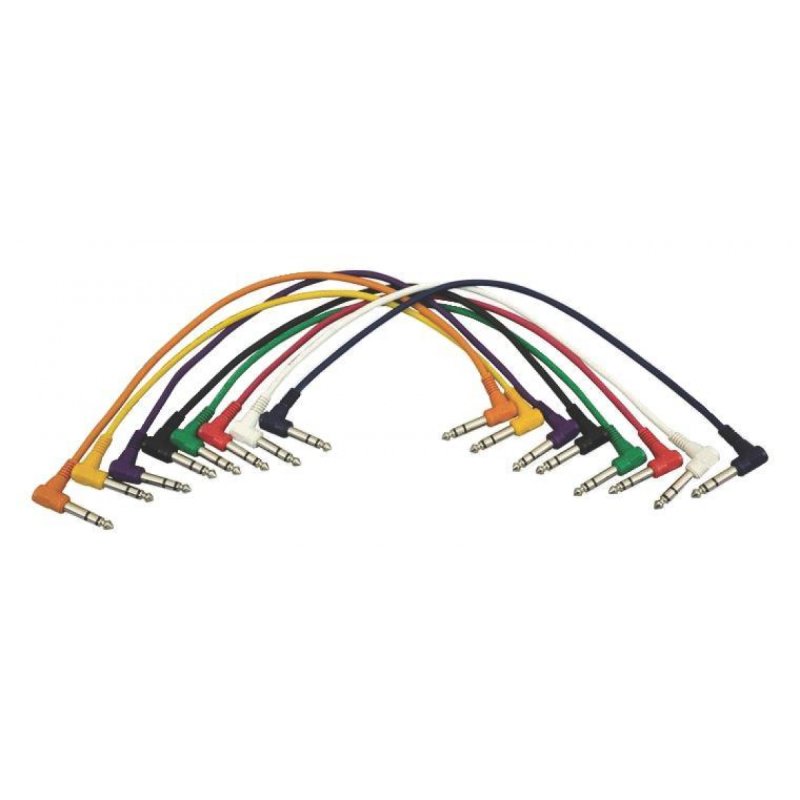 On-Stage Right-Angle Patch Cables (TRS-TRS, 8-pack) (PC18-17TRS-R) | MaxStrata®