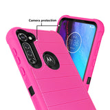 Reiko Moto G Stylus 3-in-1 Hybrid Heavy Duty Holster Combo Case in Hot Pink | MaxStrata