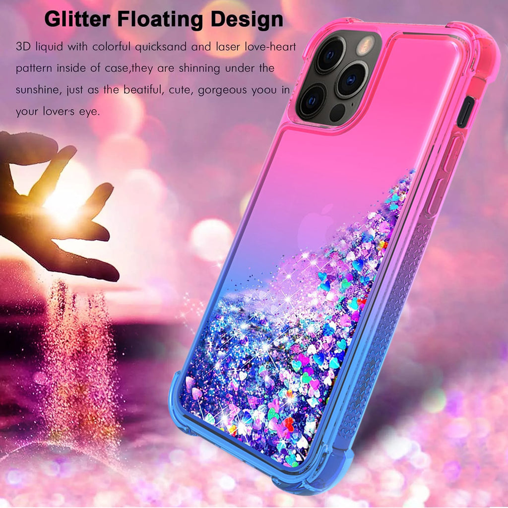 Reiko Shiny Flowing Glitter Liquid Bumper Case for Apple iPhone 12 Pro Max in Pink | MaxStrata