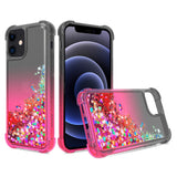 Reiko Shiny Flowing Glitter Liquid Bumper Case for Apple iPhone 12 Mini in Black | MaxStrata