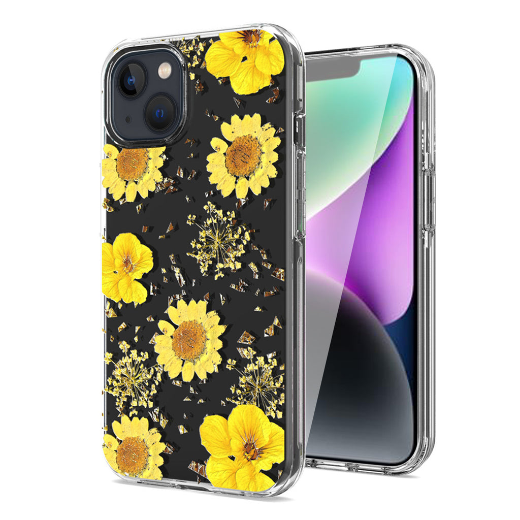 Reiko Pressed Dried Flower Design Phone Case for iPhone 14 Plus in Yellow | MaxStrata