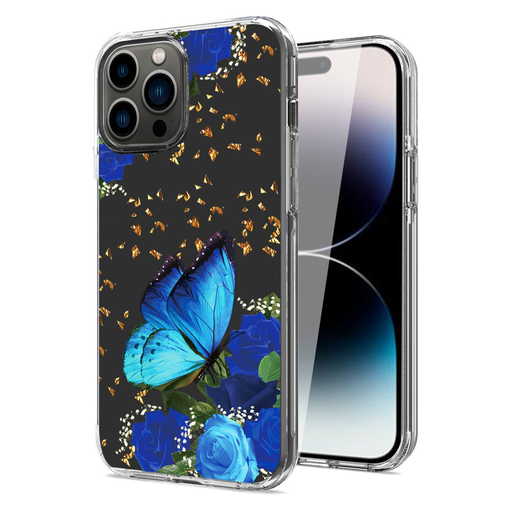 Reiko Pressed Dried Flower Design Phone Case for iPhone 14 Pro in Blue | MaxStrata