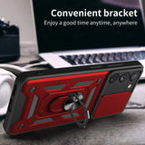 Reiko Kickstand Ring Holder with Slide Camera Cover TPU Magnetic Car Mount for Galaxy S23  Plus in Red | MaxStrata