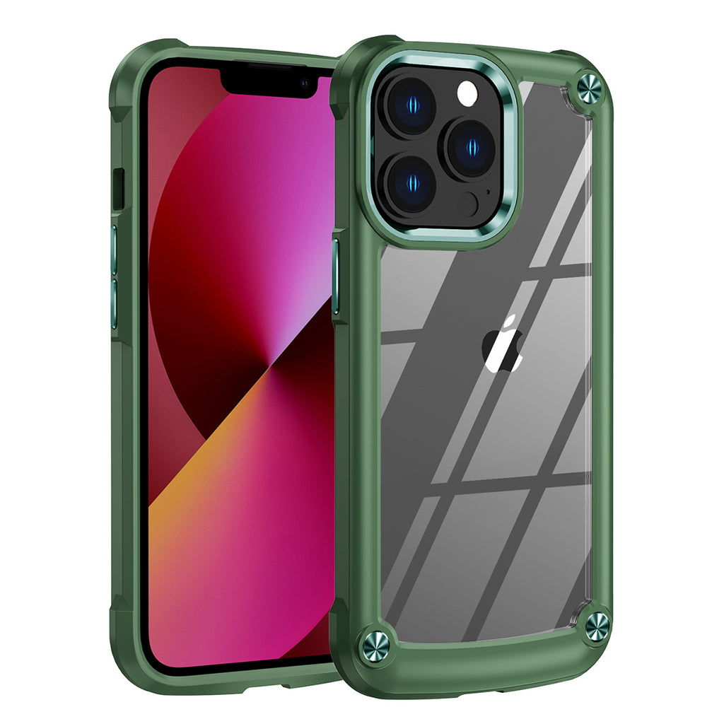 Reiko High Quality Clean PC, TPU & Metal Bumper Case for iPhone 13 Pro in Green | MaxStrata