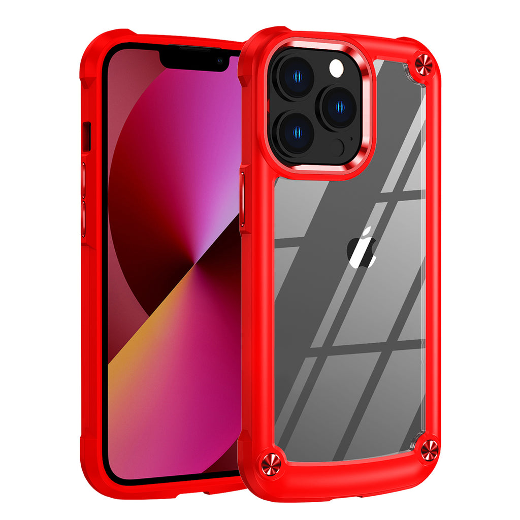 Reiko High Quality Clean PC, TPU & Metal Bumper Case for iPhone 13 Pro in Red | MaxStrata