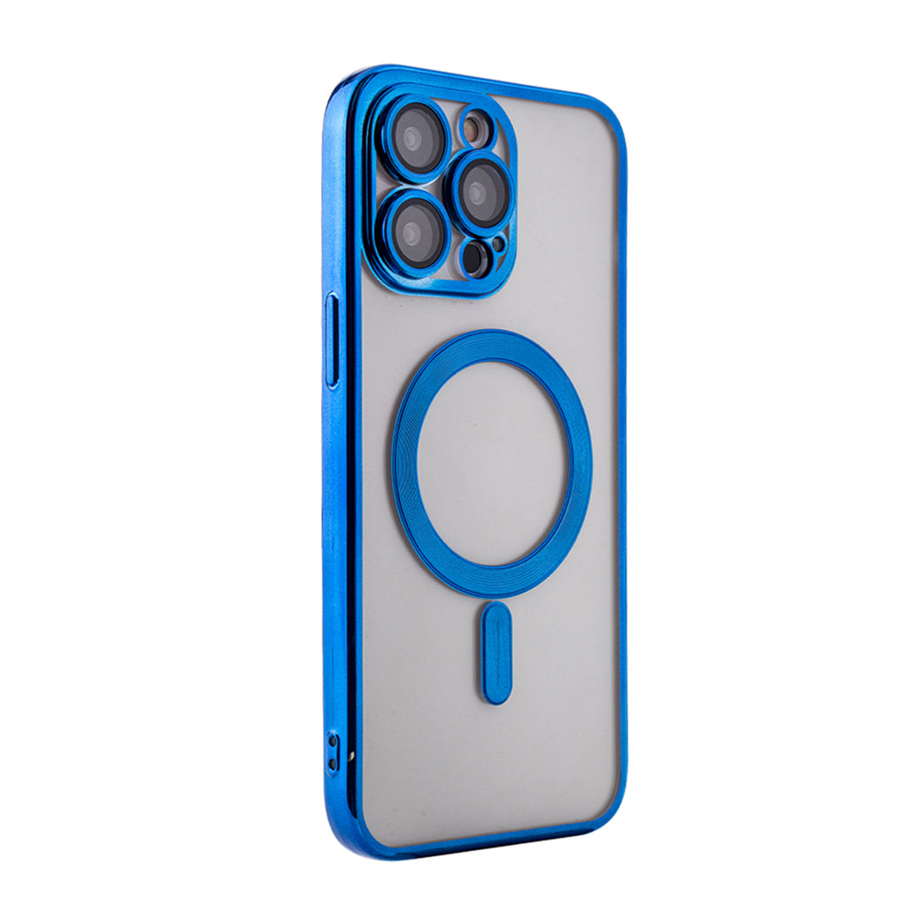 Reiko Magnetic Wireless Charging TPU Bumper Case for iPhone 14 Pro Max in Blue | MaxStrata