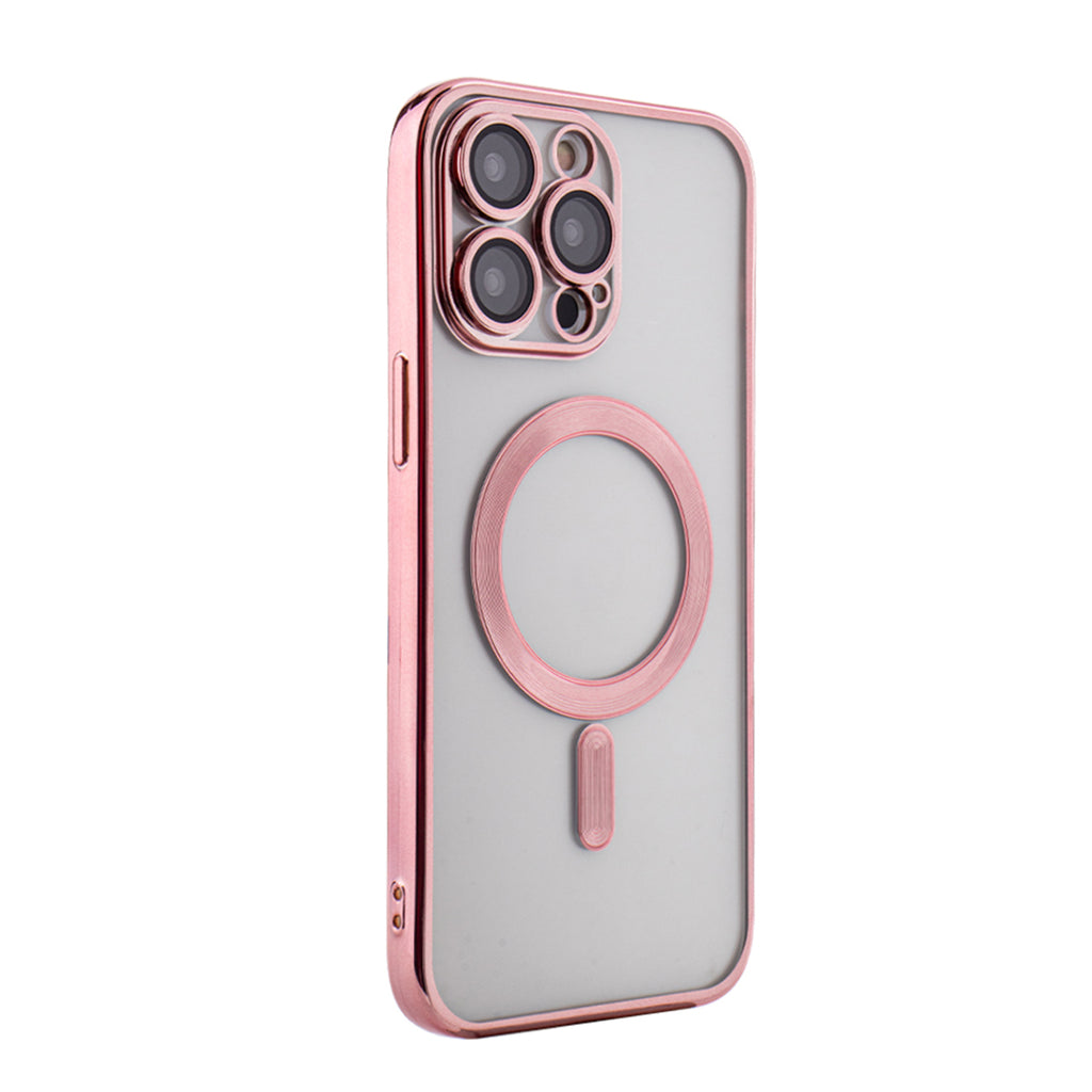 Reiko Magnetic Wireless Charging TPU Bumper Case for iPhone 14 Pro Max in Pink | MaxStrata