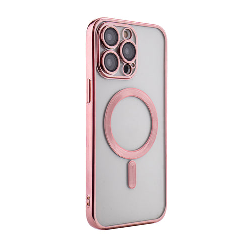 Reiko Magnetic Wireless Charging TPU Bumper Case for iPhone 14 Pro Max in Pink | MaxStrata