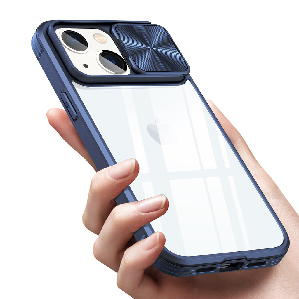 Reiko Full Protection with Mobile Phone Protective Film Slide Camera Lens Phone Case for iPhone 14 Plus in Navy | MaxStrata