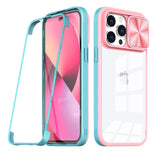 Reiko Full Protection with Phone Protective Film Slide Camera Lens Phone Case for iPhone 14 Pro in Pink | MaxStrata